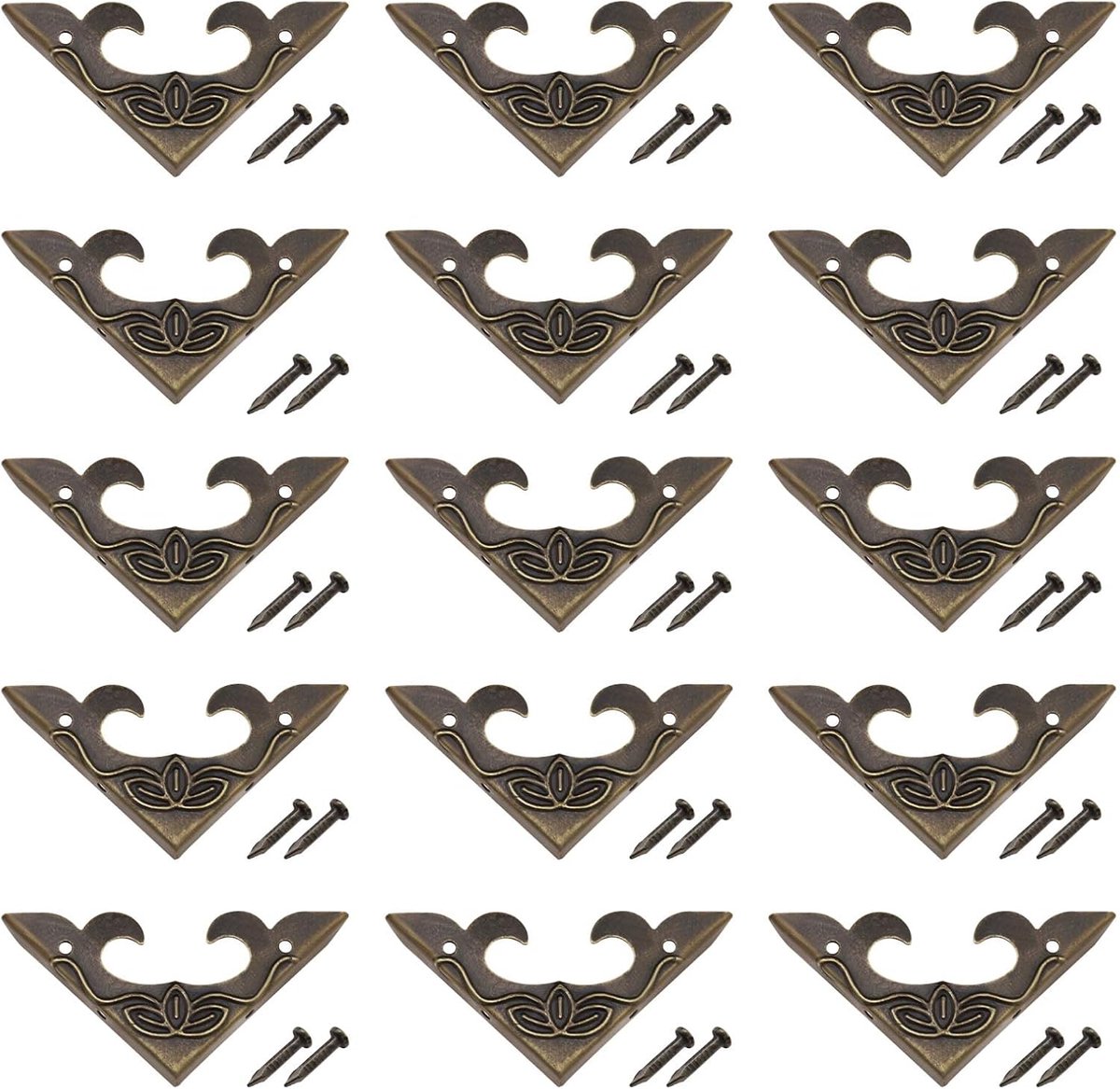 40 Stks Vintage Box Hoekbeschermers Antieke Metalen Hoekbeschermer met Schroeven Decoratieve Rand Cover voor Bureaukast Sieraden Doos Brons