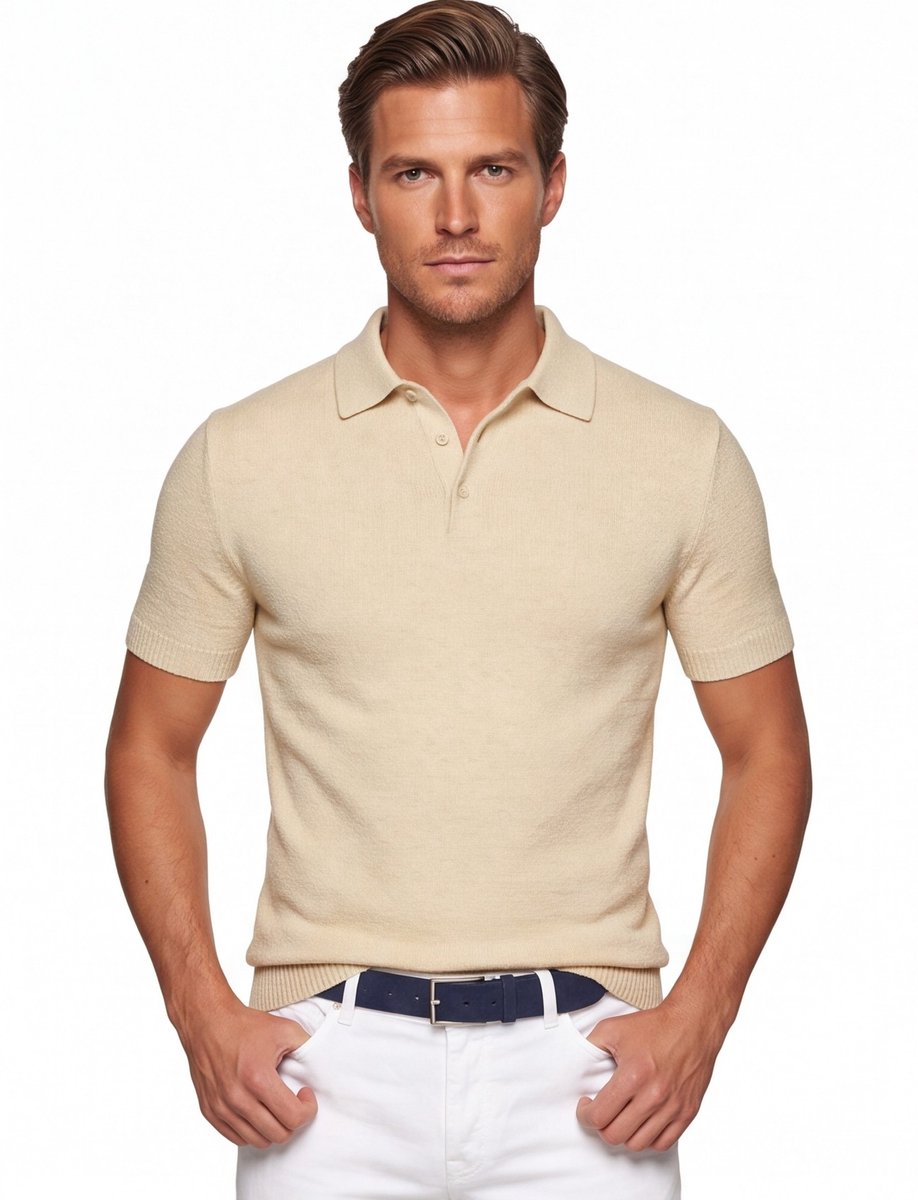 Baileys poloshirt korte mouw beige