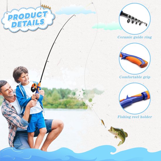 Dailygoods- Hengelset voor Kinderen - Complete Reisuitrusting - Sterke Koolstofvezel - Vismolen - Draagbare Tas - Duurzaam en Lichtgewicht - Visset — afbeelding 3