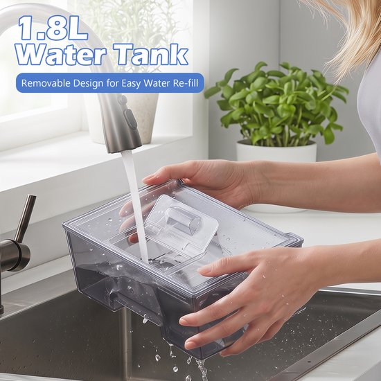 COSTWAY IJsblokjesmachine voor heldere halve maan ijsblokjes, 12 kg/dag, 16 stuks in 15 minuten, ijsmachine met zelfreiniging en 24-uurs timer, ijsblokjesmaker, vrijstaand, voor keuken, kantoor en van Costway — afbeelding 5