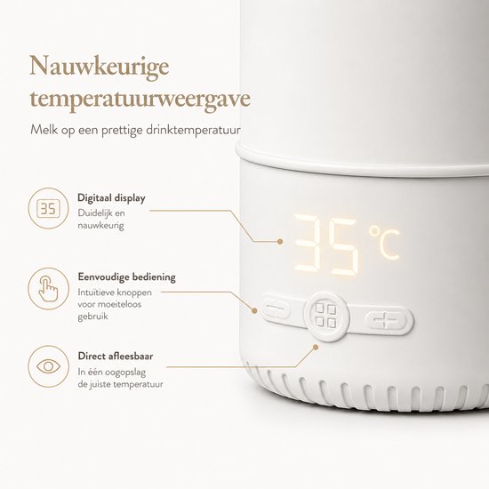 Draagbare Flessenwarmer 500ml - Baby Waterwarmer met 10.000mAh Accu, USB-C, 35-55°C Temperatuurregeling, 24u Warmhoudfunctie, Kinderslotn - Wit — afbeelding 3