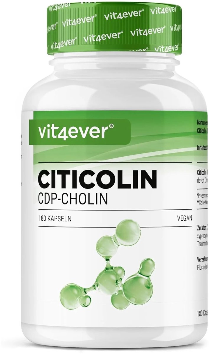 Vit4ever CDP Choline (Citicoline) 250 mg - 180 Capsules - High Dose & Bioactive Choline Form - Vegan, Without Unnecessary Additives
