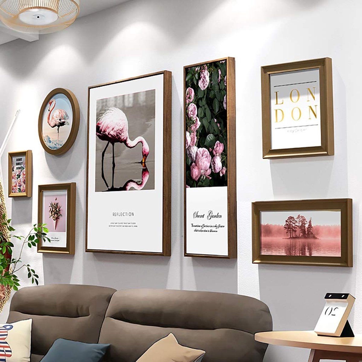 Fotolijsten Collage Fotolijsten Muurgalerij Kit Voor Muur En Thuis, 2 Decoratieve Schilderijen, Hout Fotolijst Set,5 Fotolijsten,5 Kleuren Fotolijst Muur Galerij