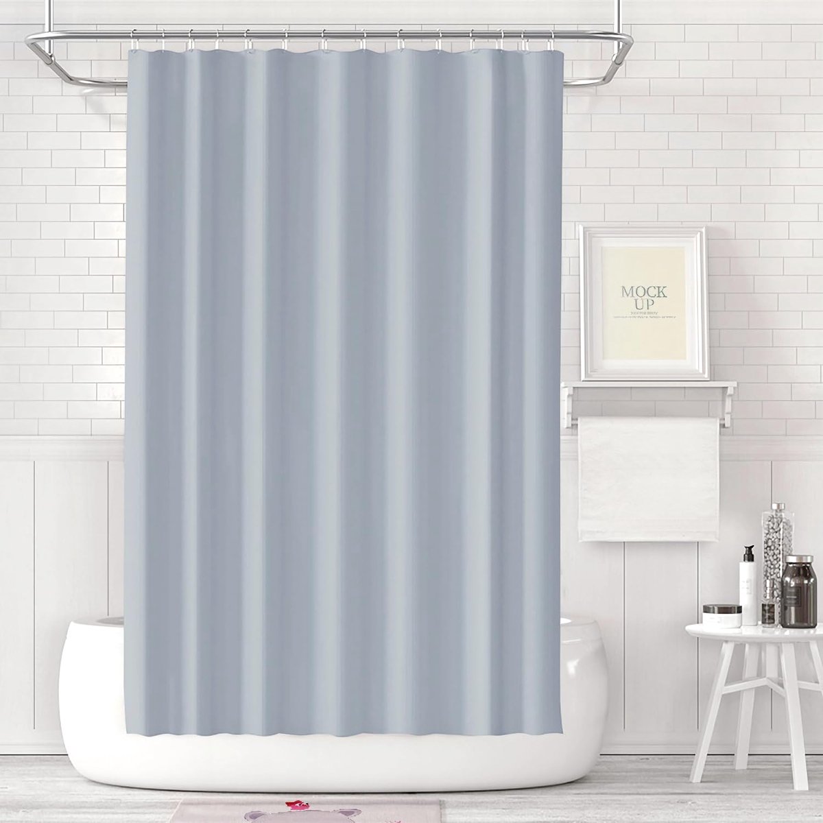 180 x 180 badgordijn, schimmelwerend in badkamer, gordijn voor bad, douche van stof, waterdicht, wasbaar, PEVA douchegordijn met 12 douchegordijnringen, grijs