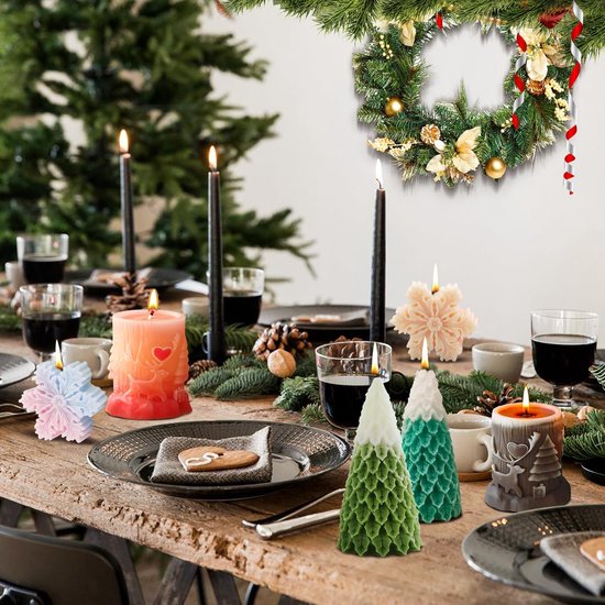 Kaarsvormen om te gieten, 3 stuks, kaarsvorm, Kerstmis, kaarsvormen, siliconen vormen, kaarsgietvormen, siliconen vorm, kaarsen voor kerstdecoratie — afbeelding 3