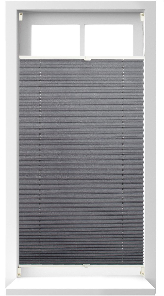 3x plisségordijn, zonder boren, met klemmen, lichtdoorlatend, opvouwbaar, plissé jaloezie, B x H 90 x 210 cm, grijs