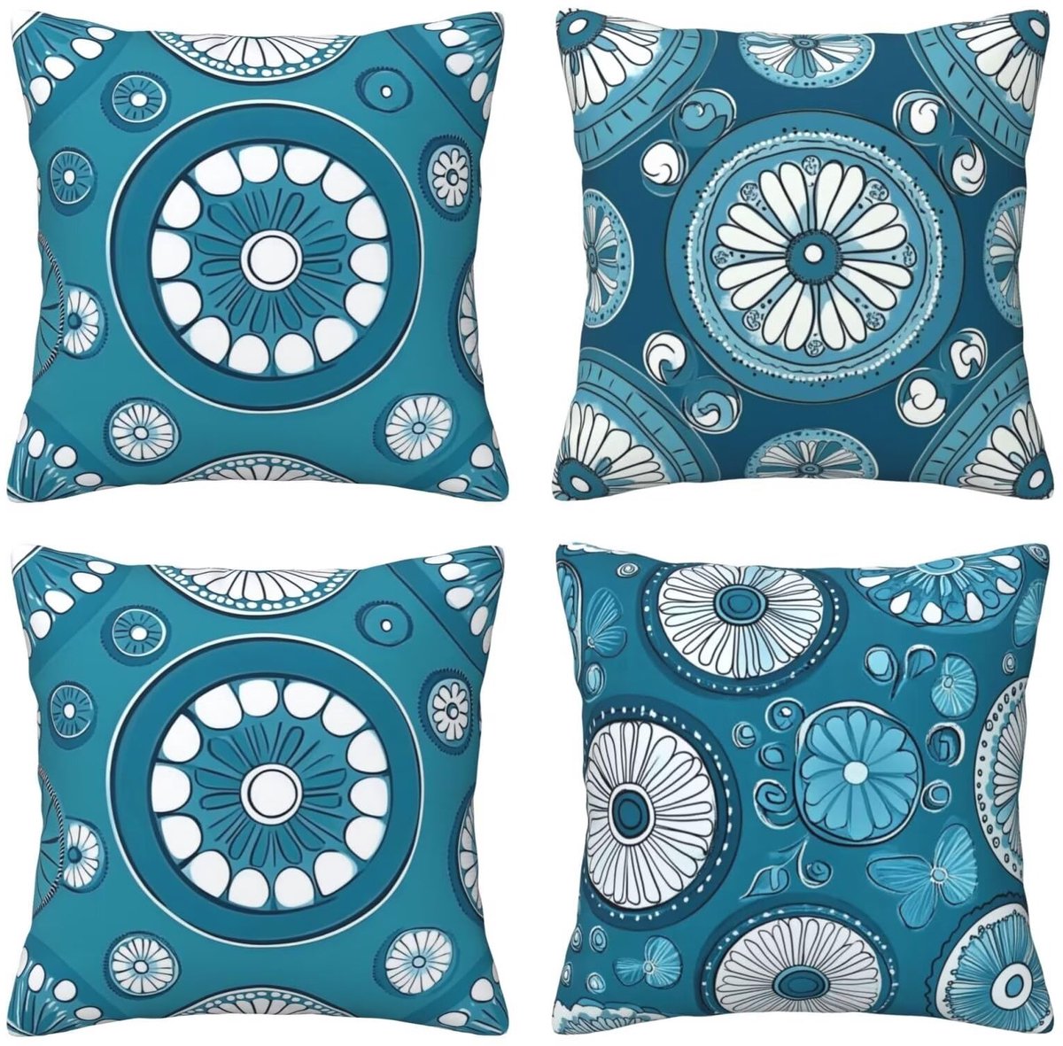 Set van 4 kussenslopen, 65 x 65 cm, bedrukt, groen, kussenslopen, fluweel, zacht, groot, ademend, dubbelzijdig, bankkussen, vierkant, decoratie voor auto, huis, woonkamer, bank, stoel, slaapkamer