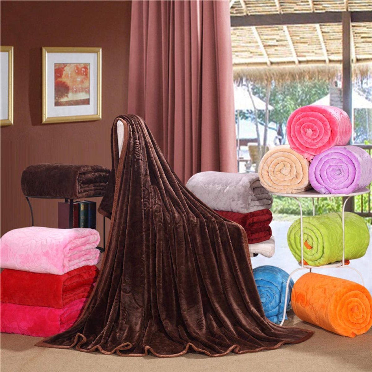 fleece werpdekens Reisformaat - Superzachte donzige warme stevige bedspreien voor bank Microfiber deken -3_180 * 200 cm