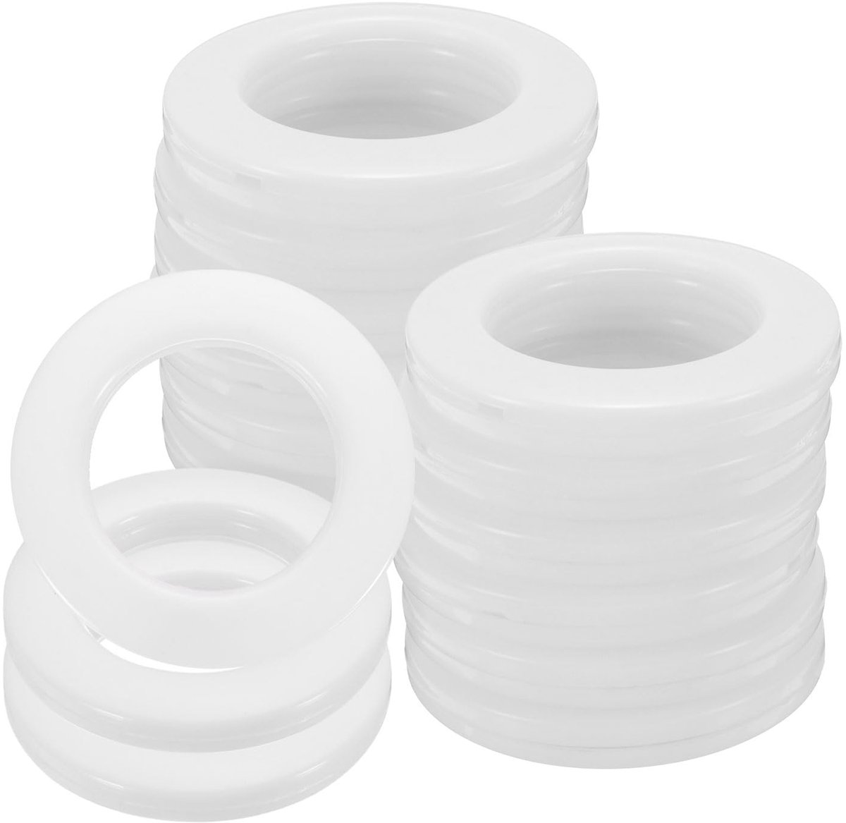 Gordijnogen, 1-5/7 inch (42 mm) ID raamgordijnpanelen, ringringen, geluidsarme schuif-Romaanse gordijn-hardware-clipringen voor ramen, badkamer, slaapkamer, beige