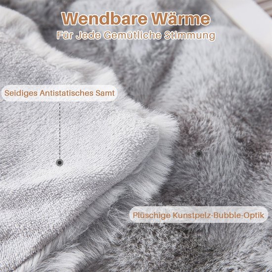 Zachte warme pluche fleecedeken, dikke pluche fleecedeken, 1000 g/m², grote pluizige veelzijdige deken, bedsprei, voor slaapkamer, bank, reizen, kinderen, camping (lichtgrijs, 160 x 200 cm) — afbeelding 3