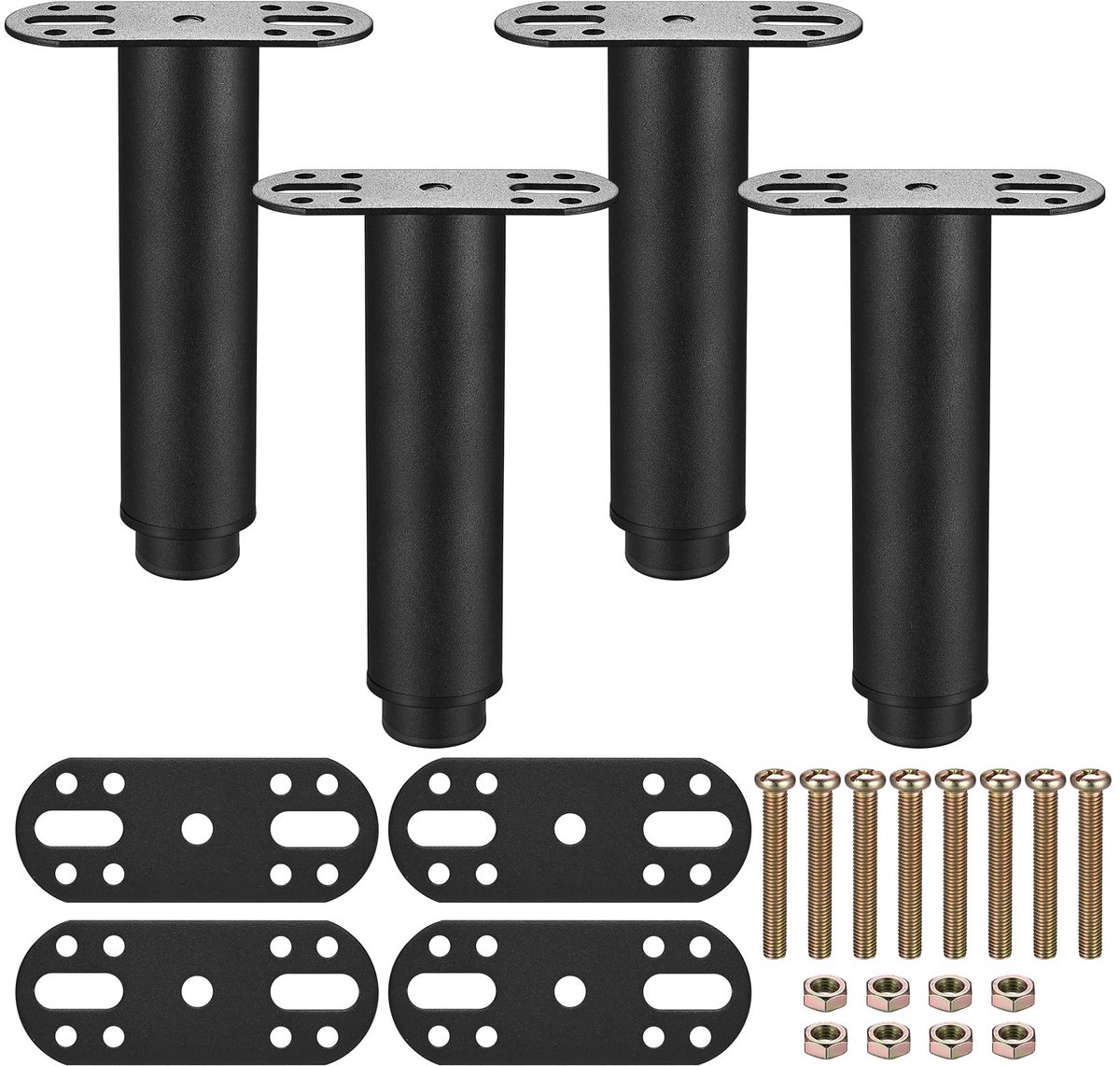 Set van 4 verstelbare meubelpoten - metalen bedsteunpoten 15-25 cm voor kast, stoel, tafel en bedframe