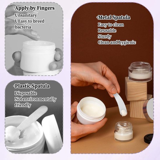 Spatels, cosmetische metalen spatels, gezichtsmasker spatels make-up spatels mini cosmetische spatels voor crème gezichtsmasker lotions vochtinbrengende crèmes — afbeelding 4