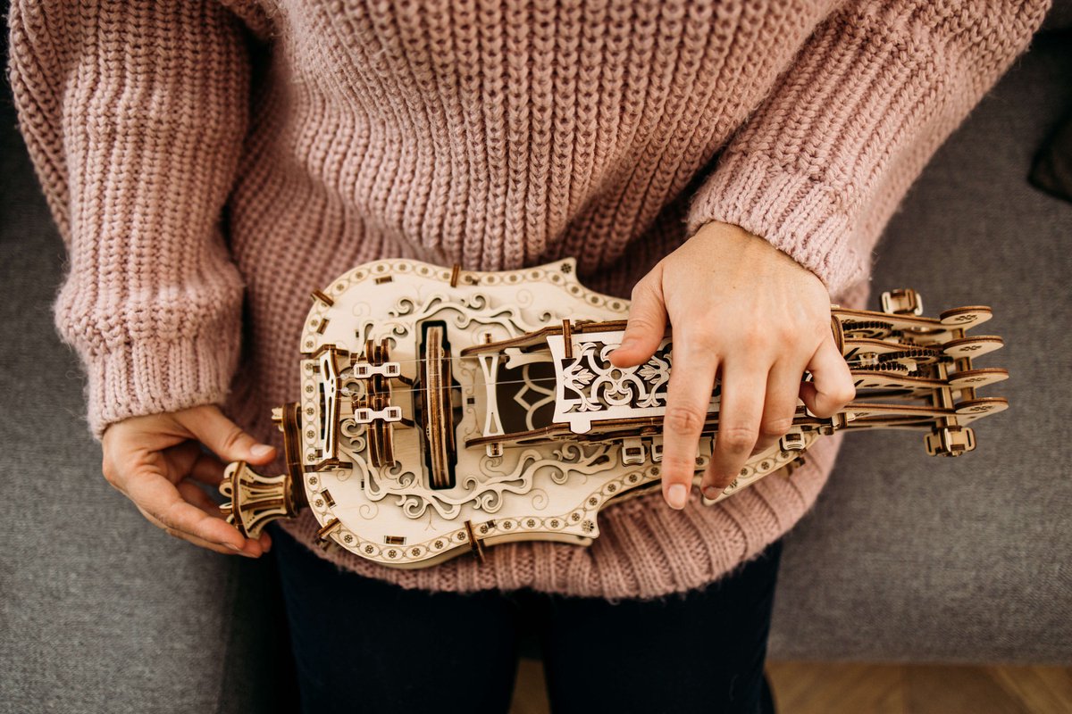 Wood Trick – Modelbouw 3D houten puzzel – de Lier - Lyra da Vinci – 227 stuks - Geen lijm noch verf nodig! — afbeelding 12
