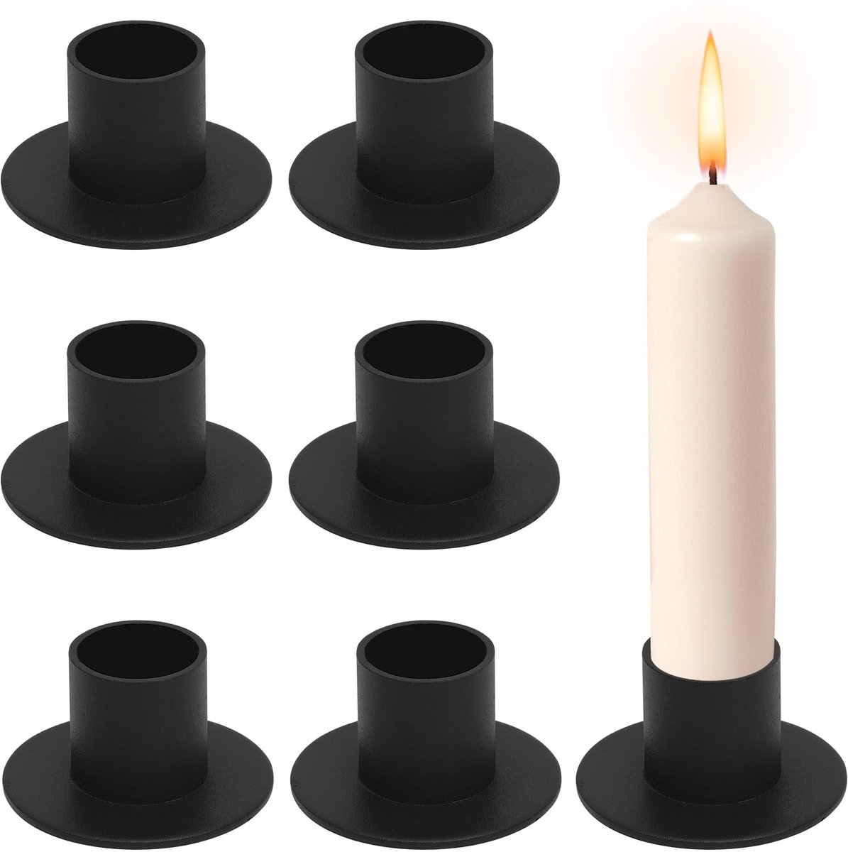 Kaarsenhouders voor staafkaarsen, mat zwart, kandelaar van metaal, vintage ijzeren staafkaarsenhouders, puntige kaarsenhouders voor bruiloft, Kerstmis, feest, eettafel, mantel