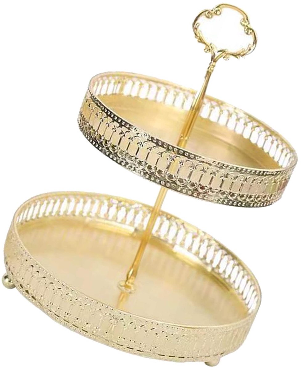 Taartstandaards, Koperen Serveerservies Taartstandaards Torenblad 2 Tier Cake Plate Stand Serveerschaal Grote Opslagcapaciteit Cupcake Stand Toren voor Bruiloft Verjaardagsfeest