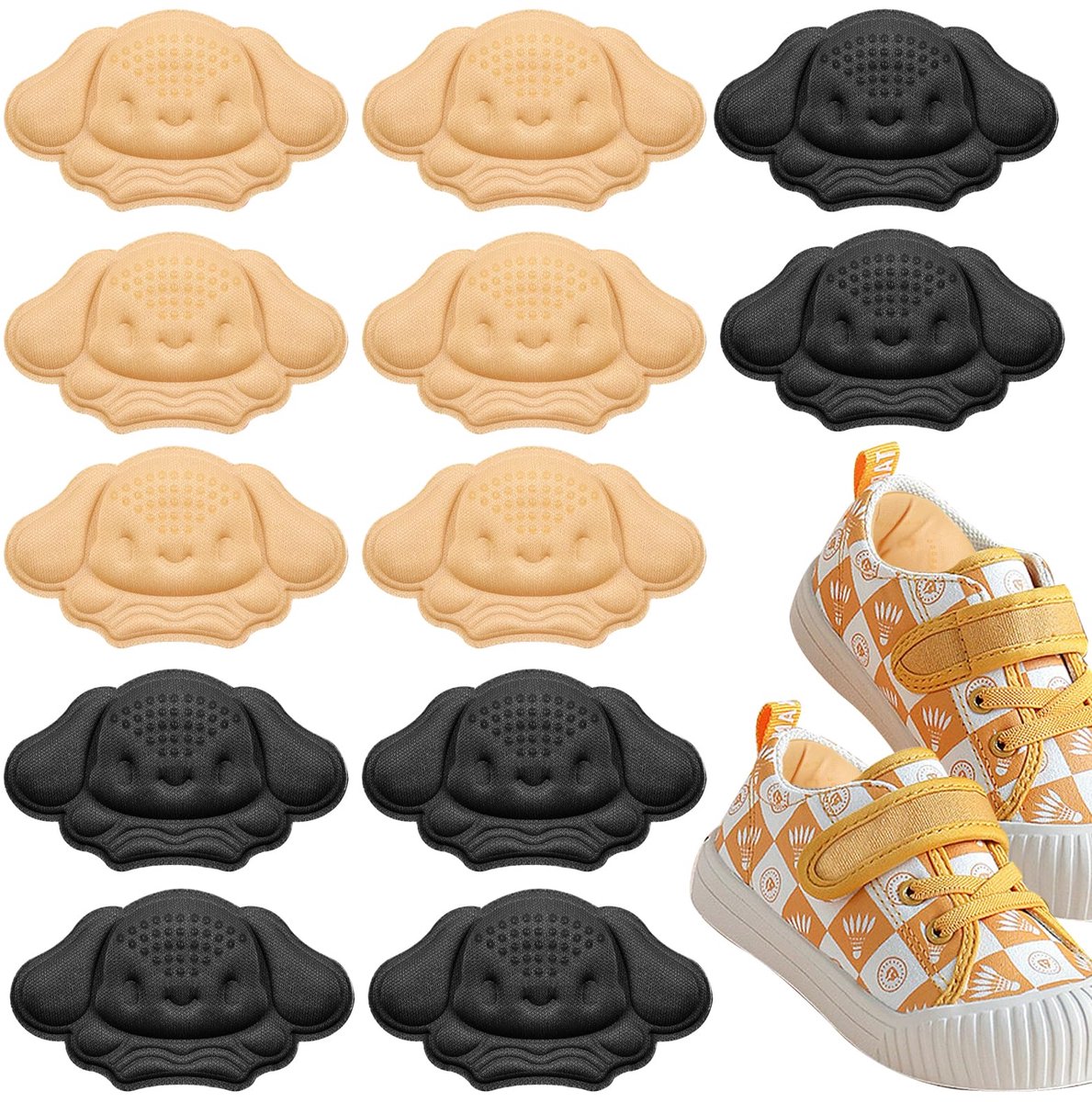 Hielkussens voor kinderen, zachte hielhouder voor te grote schoenen, schoeninlegzolen voor meisjes en jongens (pak van 12)