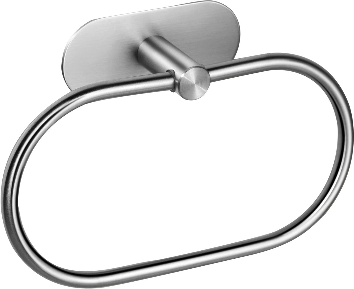 Handdoekhouder zonder boren - badkamerhaak houder handdoekhaak handdoekhaak handdoekring muur om te plakken (roestvrij staal (geborsteld))