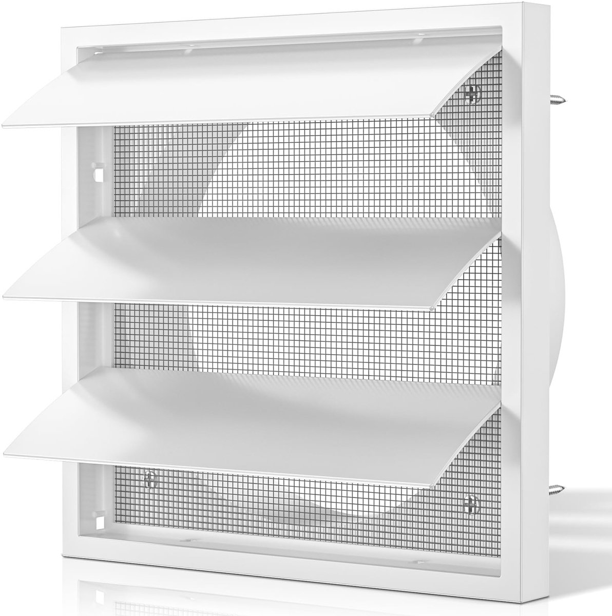 Dailygoods - HG Power 100 mm wit ventilatierooster, 140 x 140 mm, afsluitbaar, ventilatieopeningen met lamellen en insectengaas, voor HVAC afzuigkap, buitenafdekking, droger, afvoerventilator, badkamer, garage