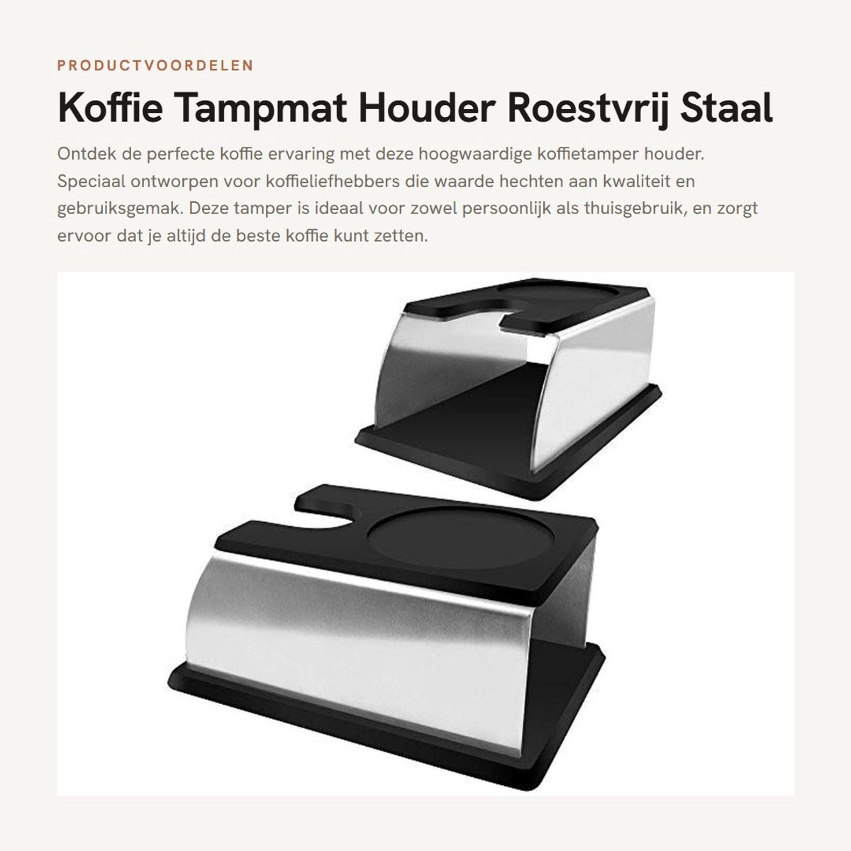 Dailygoods- Tampmat Antislip - Koffiehouder Roestvrij Staal - Draagbaar - 14x7,5x6,5 cm - Duurzaam - Veilig voor Gezondheid