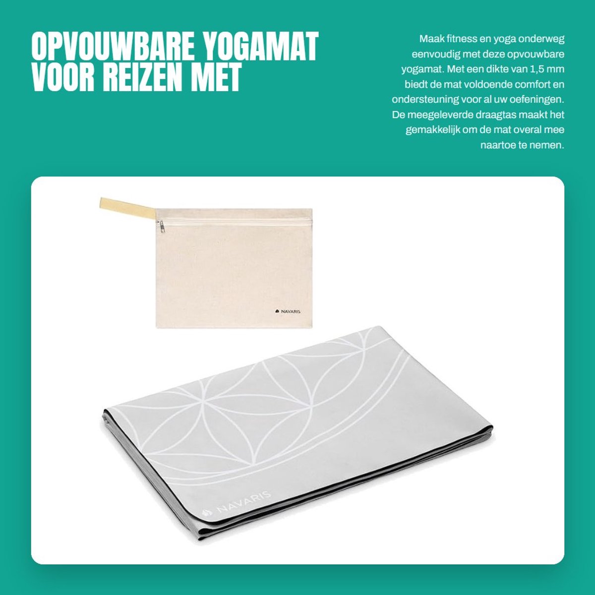 Dailygoods- Yogamat Extra Dik - Opvouwbaar - Antislip - Draagtas - Lichtgewicht - 183 x 61 cm - Fitnessmat