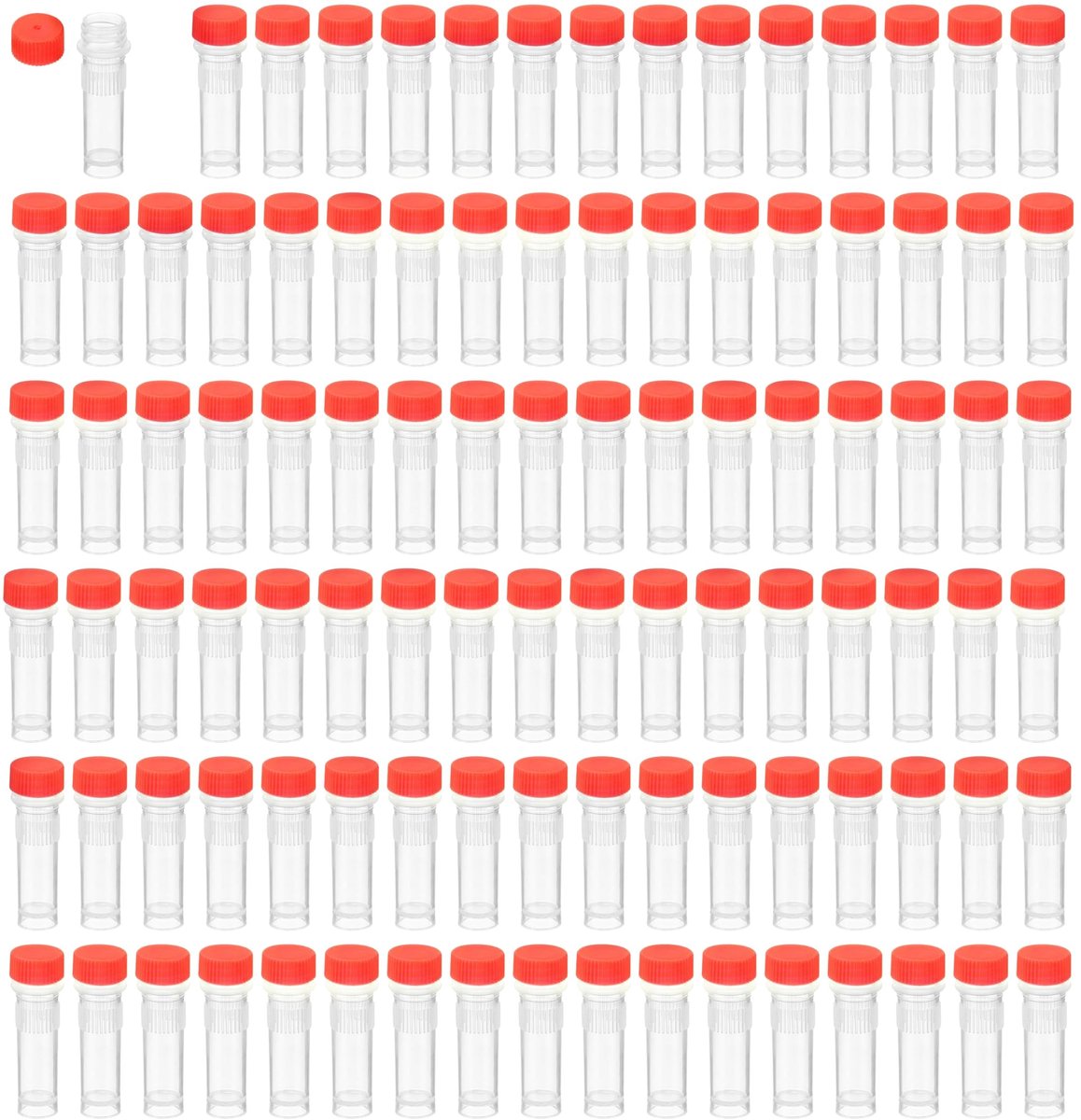 Dailygoods- Reageerbuisjes 100 stuks - 1,5 ml - Kunststof - Oranje deksel - Silicagelafdichting - Geschikt voor vloeistoffen en vaste stoffen - Laboratoriumbuisjes