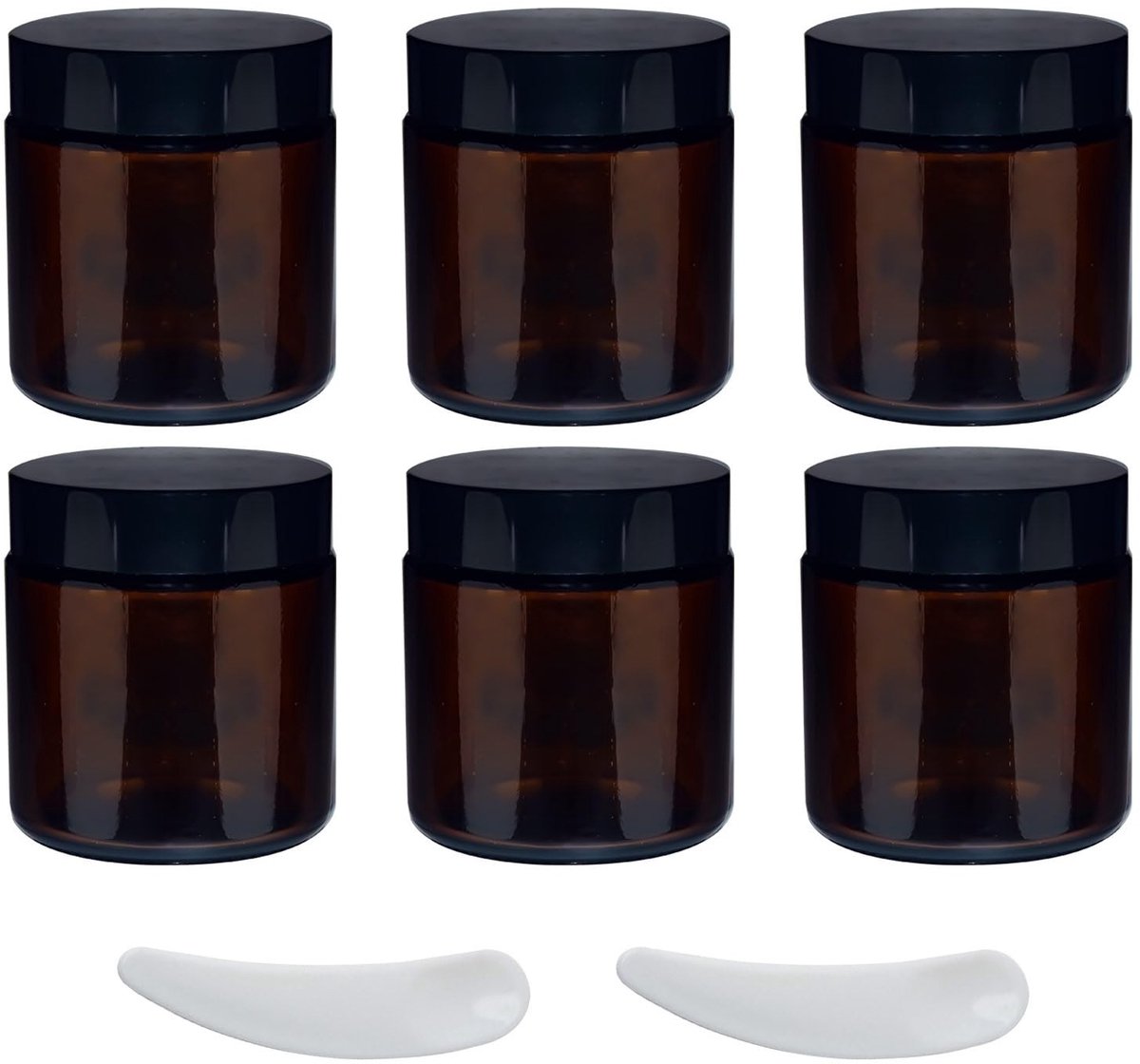 Dailygoods- Glazen Pot - 6 Stuks 100ml Amber - Cosmetica Pot - UV Bescherming - Goede Sluiting - Voor Makeup en Reizen - Cosmetic Jar