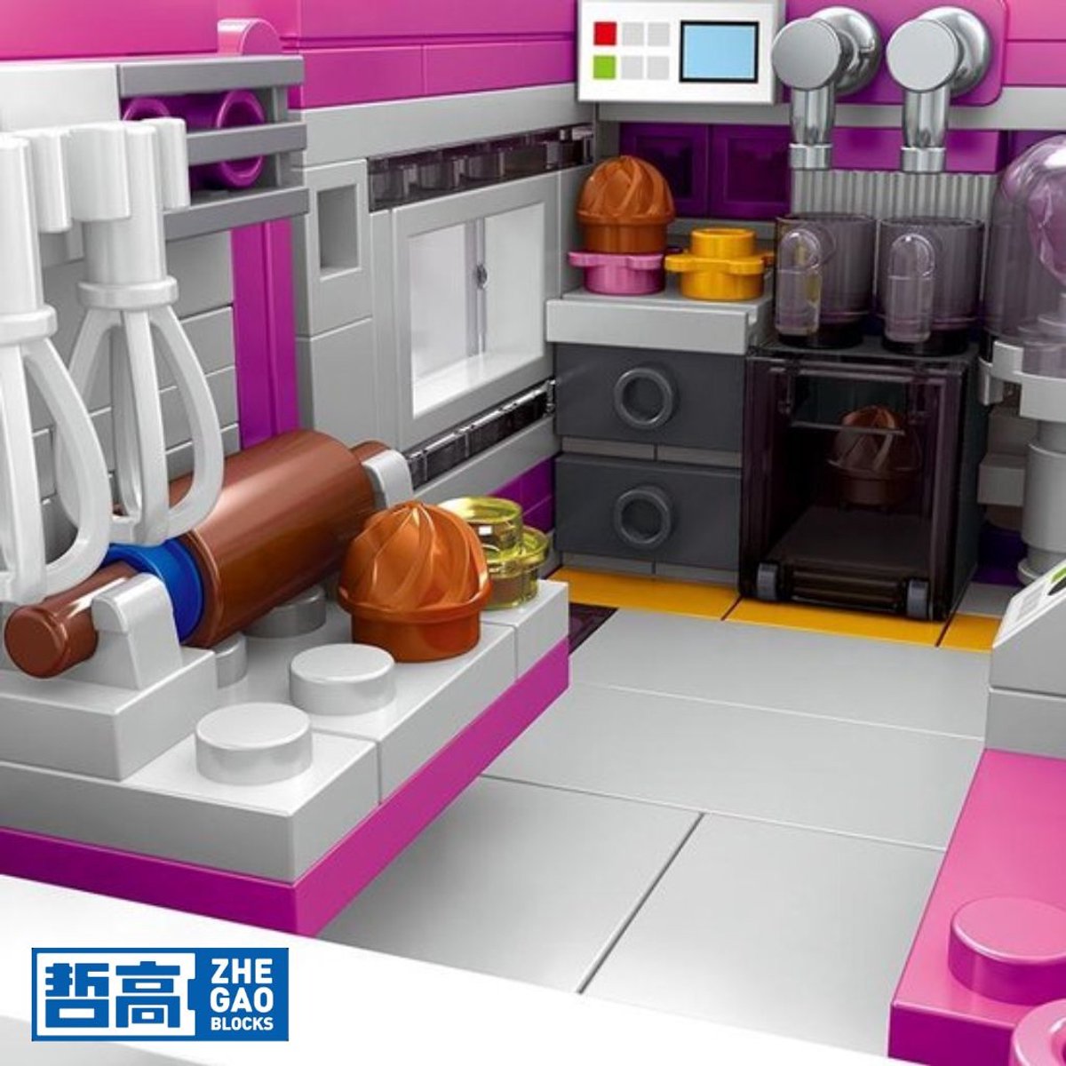Zhe Gao 00889 Cake truck bouwset | City & friends Adventure | Classic Creator STEM speelgoed knutselen meisjes bouwpakket | Kermis & Pretpark Auto Foodtruck modelbouw voor kinderen & volwassenen | niet geschikt voor Lego | Bouwdoos met 608 bouwstenen — afbeelding 10