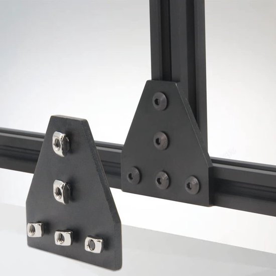 2020, T-vorm, 5-gaats, 90 graden buitenverbindingsplaat met M5 x 8 mm schroeven en T-moeren voor 20 x 20 mm serie aluminium extrusieprofiel, 8 stuks/pak (zwart-2020 T-vorm) — afbeelding 3