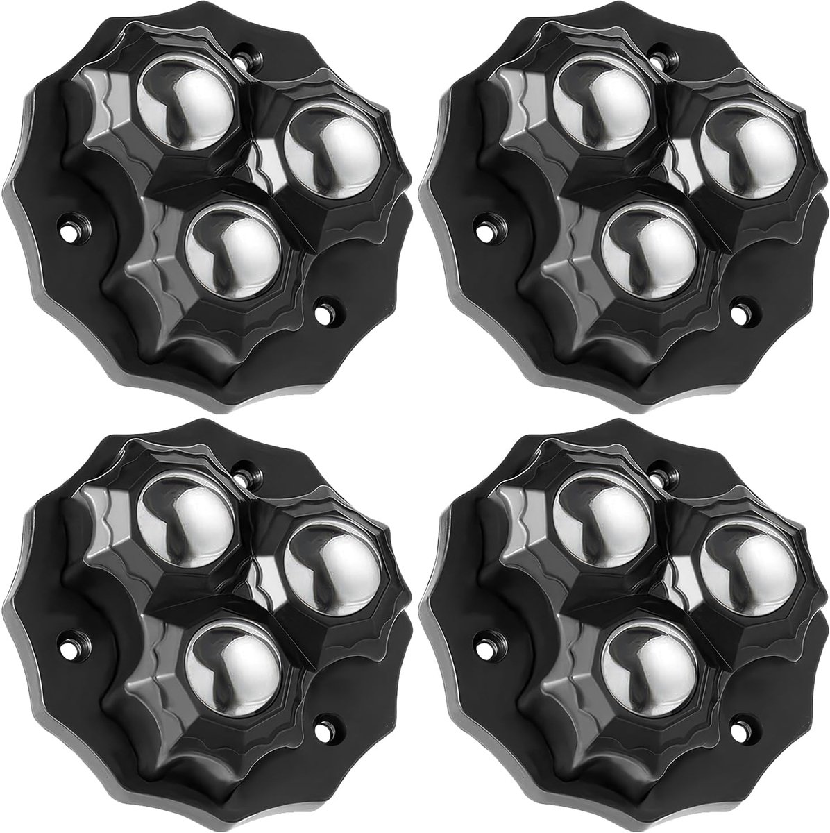 Pakket van 4 kogelwielen, meubelwielen, zware meubelwielen, tafelwielen, zelfklevende wielen, zelfklevende 360 ​​graden kogelwielen, draagvermogen 150 kg + kogelwielen (zwart)