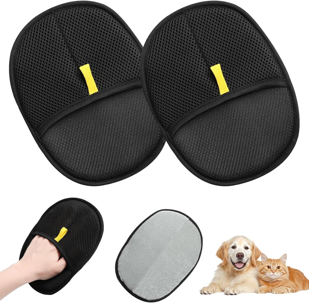 Handschoenen, antistatische dubbelzijdige dierenhaarverwijderingshandschoen, herbruikbare vachtmagneet handschoen met massagefunctie voor honden en katten, voor het