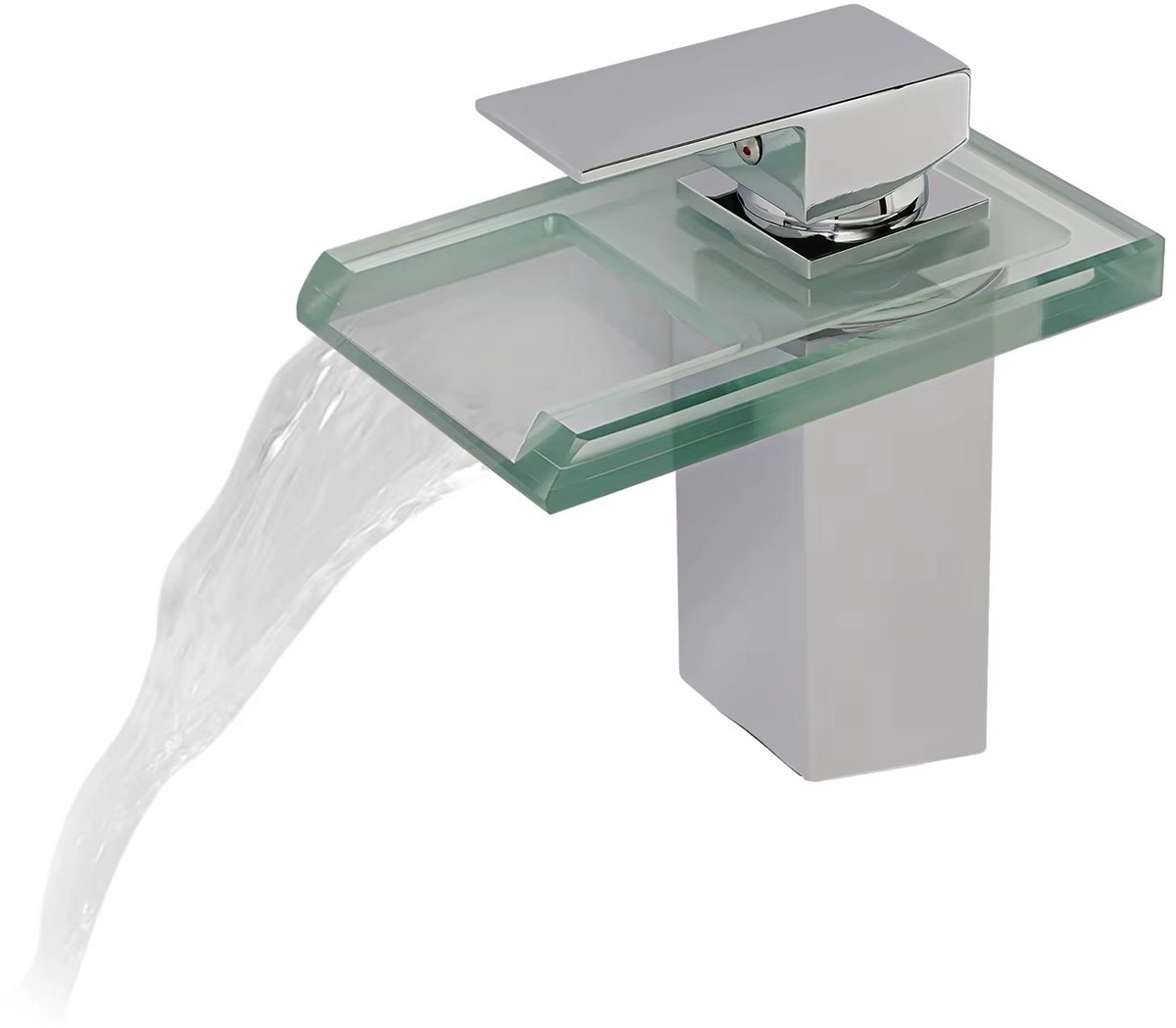 JOYNEXTBUY - Waterval Badkamerkraan met LED Verlichting - Messing Wastafelkraan - Warm & Koud Water - Glas - Eénhendel - Chroom