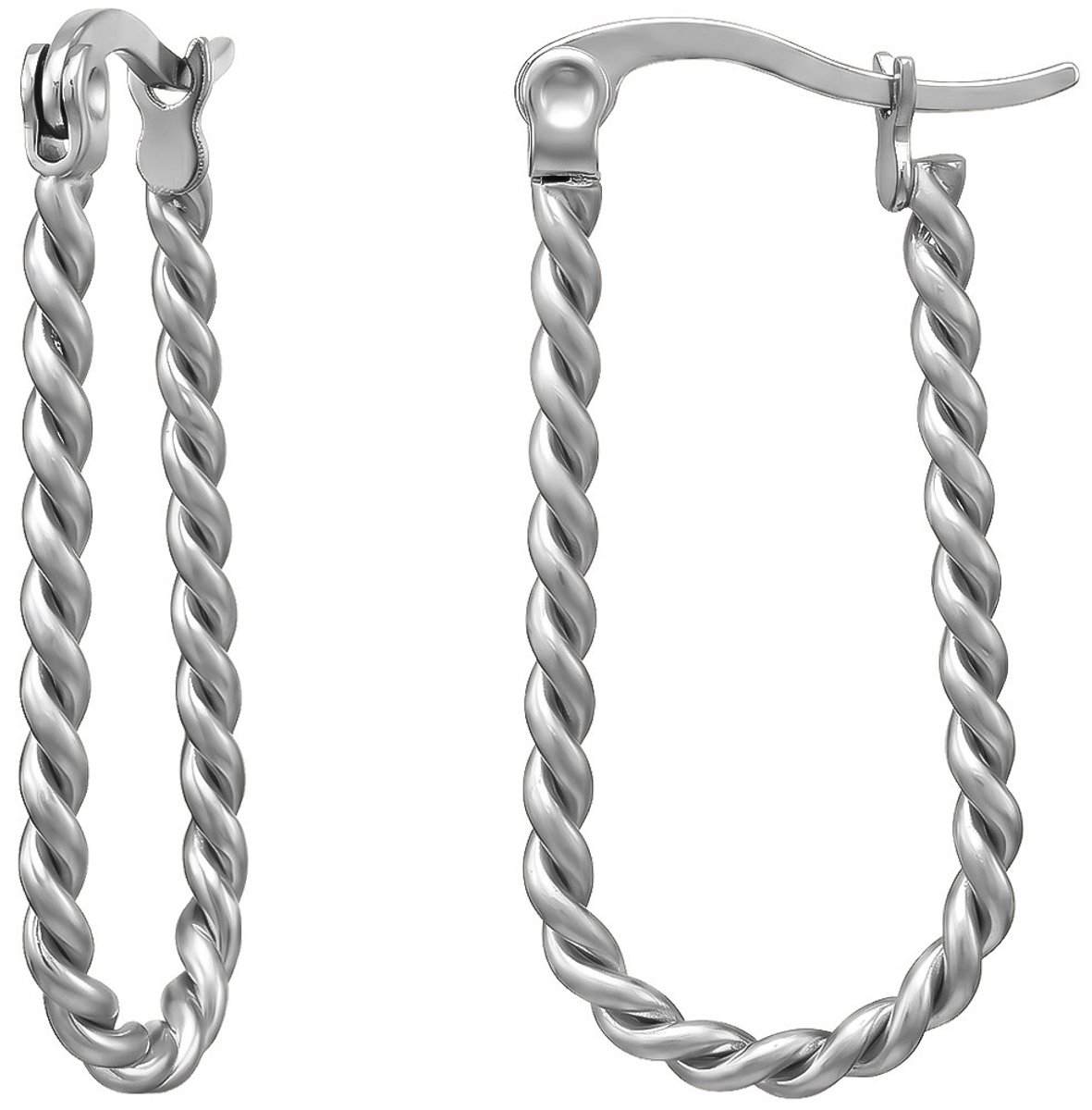 Joy Ibiza - rechthoek oorbellen - twisted oorringen - 30 mm met Franse sluiting - chirurgisch staal - ear party boho - bohemian style - ip/pvd t97