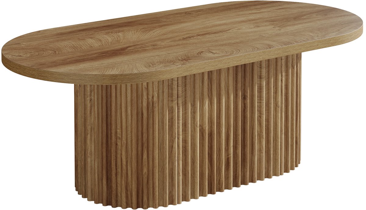 DMG Supply Salontafel - Ovaal - Lattenonderstel - 120 x 60 x 45 cm - Naturel Bruin