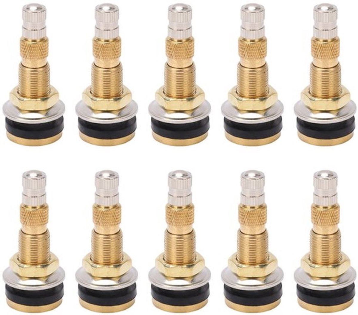 Ventiel 1 7/8 inch - 10 stuks - Geschikt voor 0.625 inch ventielgat - Voor tractor/grader/backhoe - Hoogwaardige messing - Eenvoudig vullen met vloeistof - Bandventiel