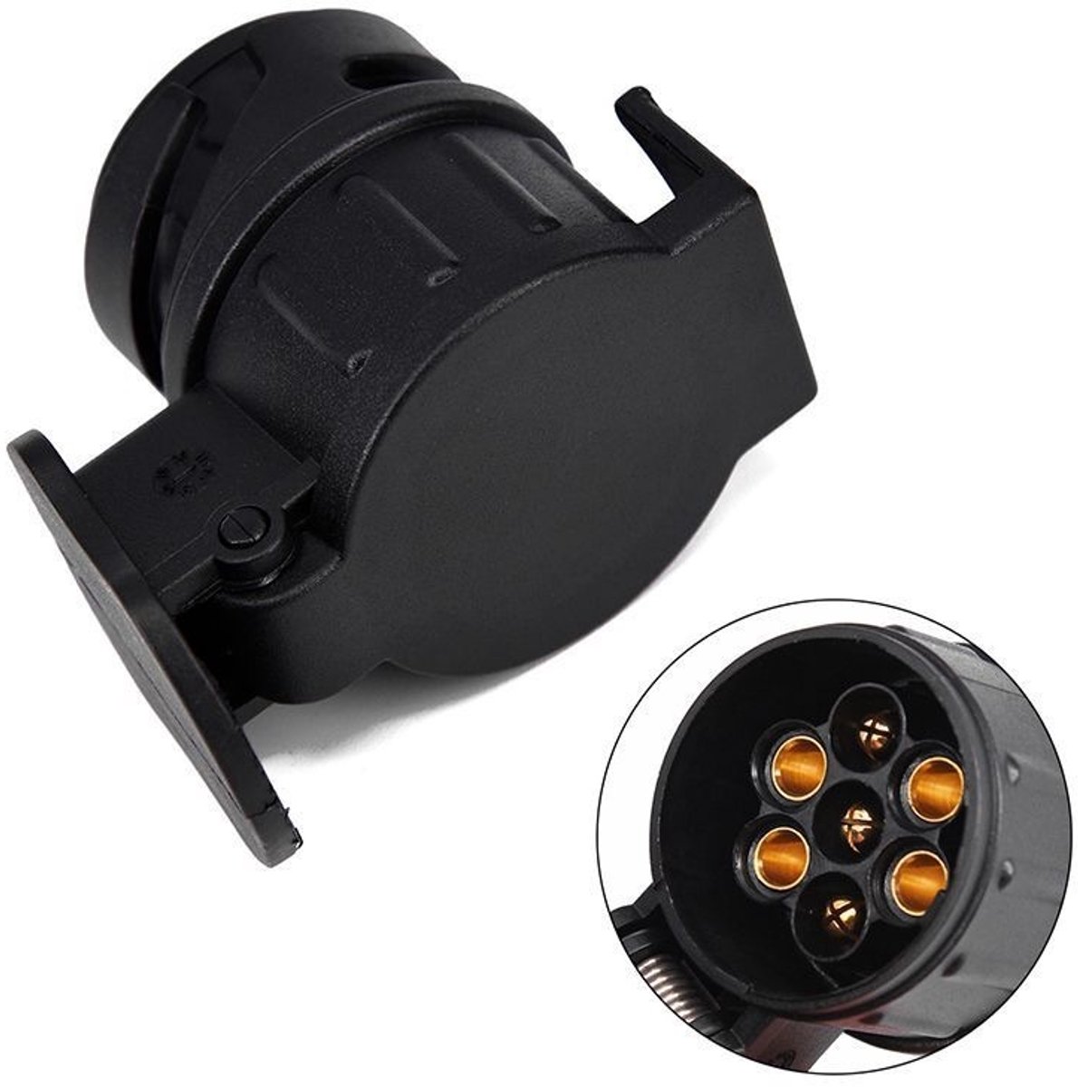 KZQ Waterdichte 13-pins naar 7-pins trailerstekker adapter - Met veersluiting en kunststof behuizing - 12V voor aanhangwagen en trailerbedrading - Zwart