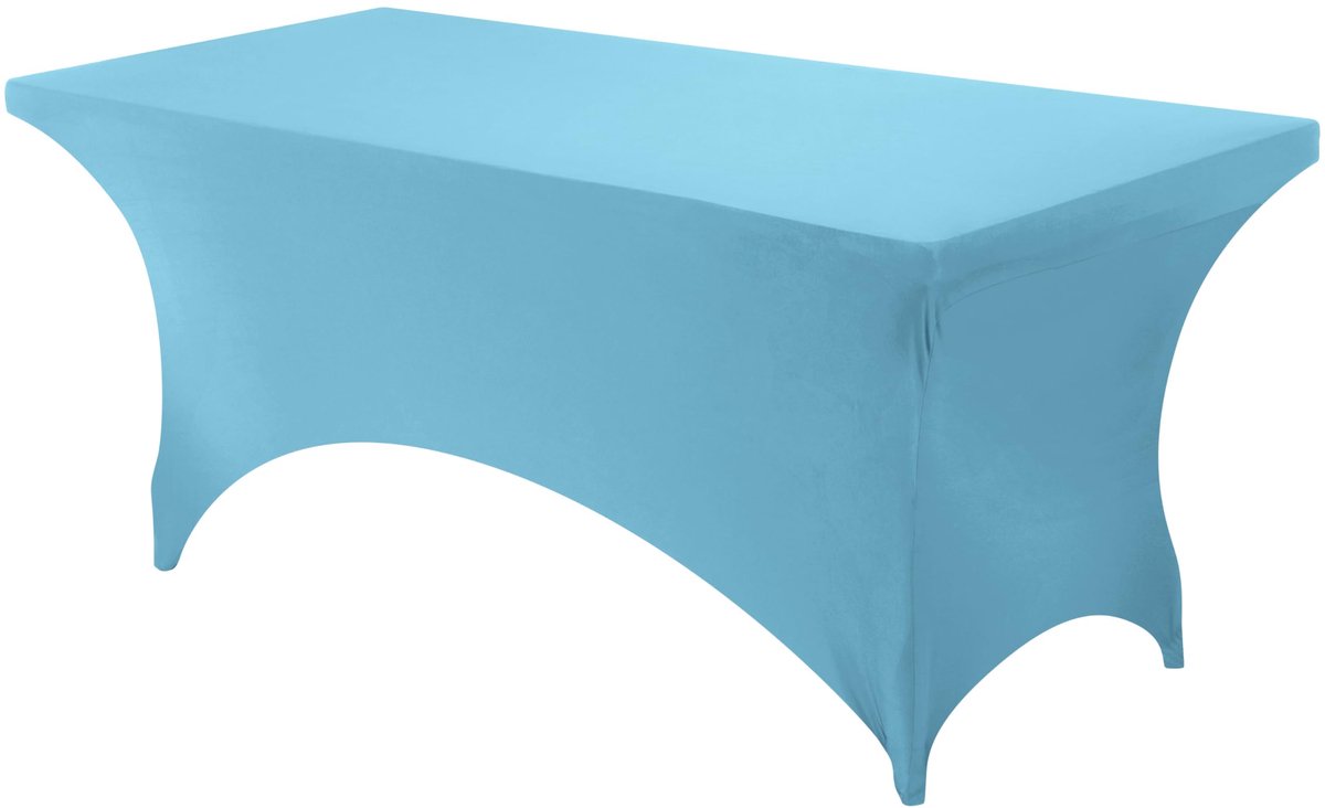 Tafelhoes - Tafelrok - Spandex - Stretch tafelhoes - Tafel decoratie - Feestdecoratie - Table cover - Tafelkleed - Uitrekbaar - Event decoratie - 183 x 76 cm - Lichtblauw - Jonyx
