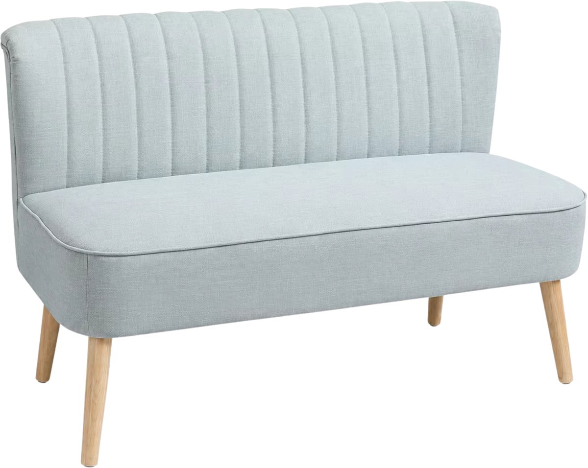 2-Zits Bank – Compact Design met Zachte Vulling en Massief Houten Frame - Lichtgroene Afneembare Bekleding