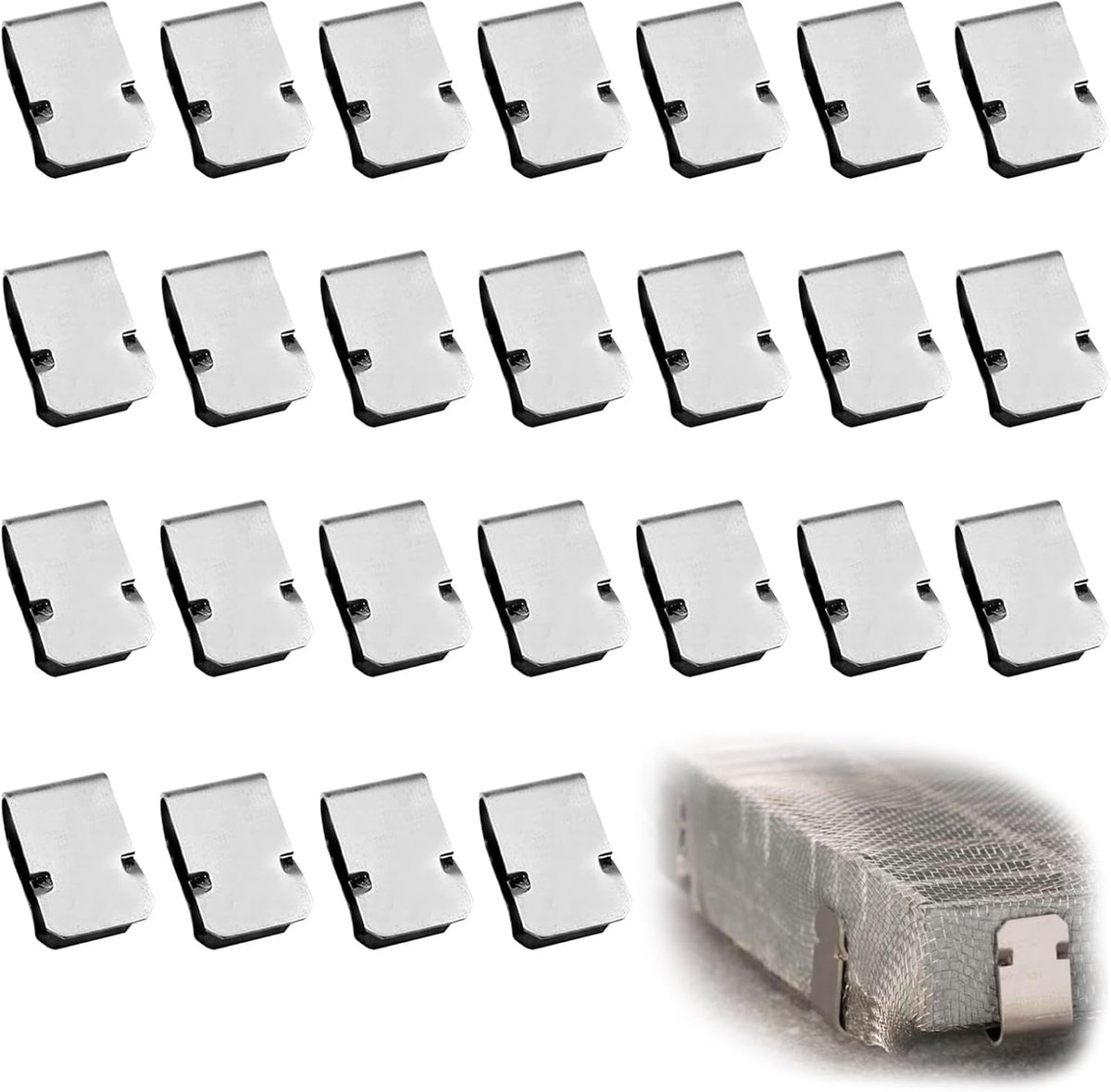 SnelShoppen - 25 stuks RVS Veerklemmen U-Klemmen 21.4mm x 12mm Herbruikbare Metalen Klemmen Roestvrij Staal voor Bevestigen van Kabels en Buizen tot 7