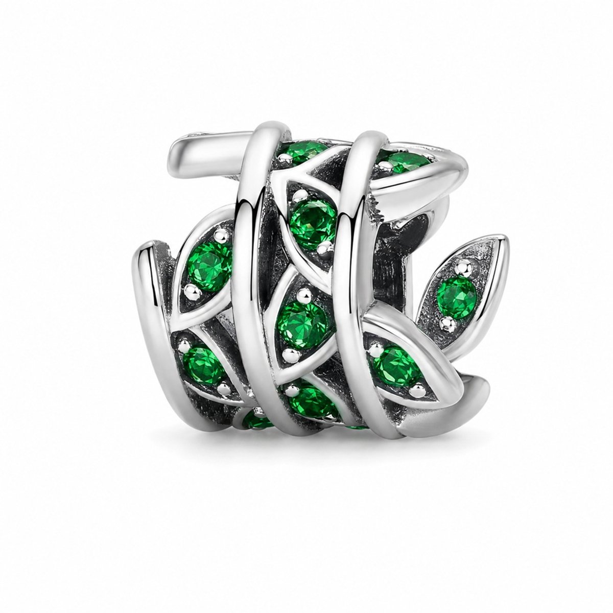 Romystones - Groen - Bamboe - Natuur bedel - sieraden - 925 sterling Zilver