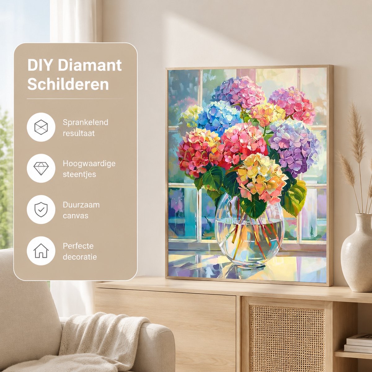 BOTC Diamond Painting Volwassenen - Diamond Painting Kinderen - Diamond Painting Pakket Volledig - 30x40CM - Bouquet — afbeelding 2