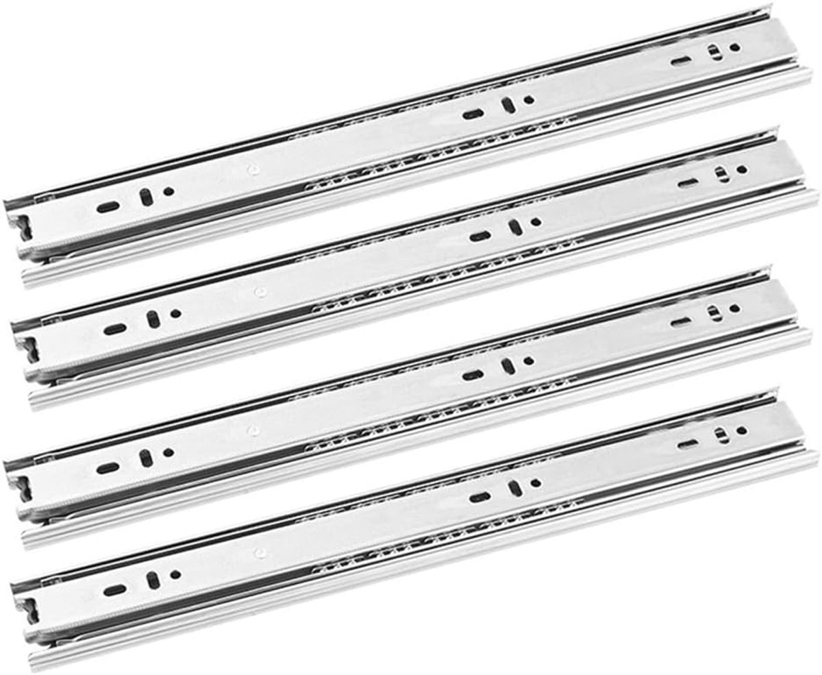 Ladegeleider kogelgelagerd Zijwandmontage Volledig uittrekbaar Roestvrij Staal Max 45 Kg - 30cm, 2 paar