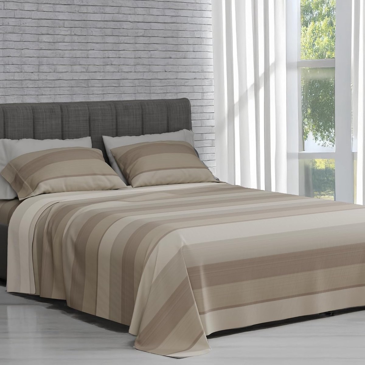 Beddengoed voor tweepersoonsbed, 100% puur katoen, 180 x 200 cm, gemaakt in Italië | 4-delige beddengoedset voor tweepersoonsbed, katoen, hoeslaken, laken en 2 bijpassende kussenslopen, wasbaar op 30 °C
