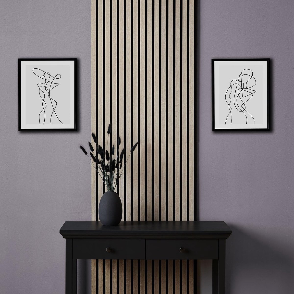 2626 Akoestische panelen, set van 2 stuks, elk 60 x 120 cm, in houtlook, naturel, 3D-wandpanelen op vilt