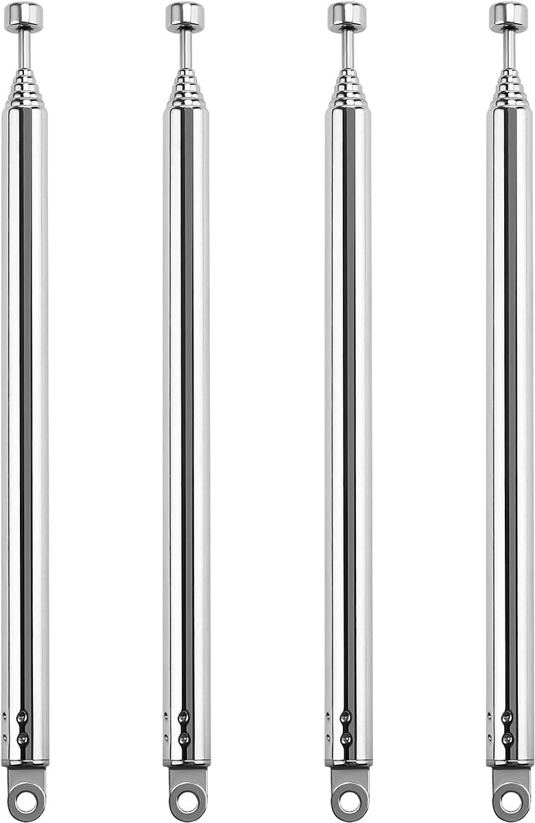 4 Stuks 55cm 7 Secties Telescopische Antenne, FM Draagbare Radio antenne Vervanging, Vervangende Telescopische Antenne, voor TV Radio DAB FM/AM Stereo Ontvangst