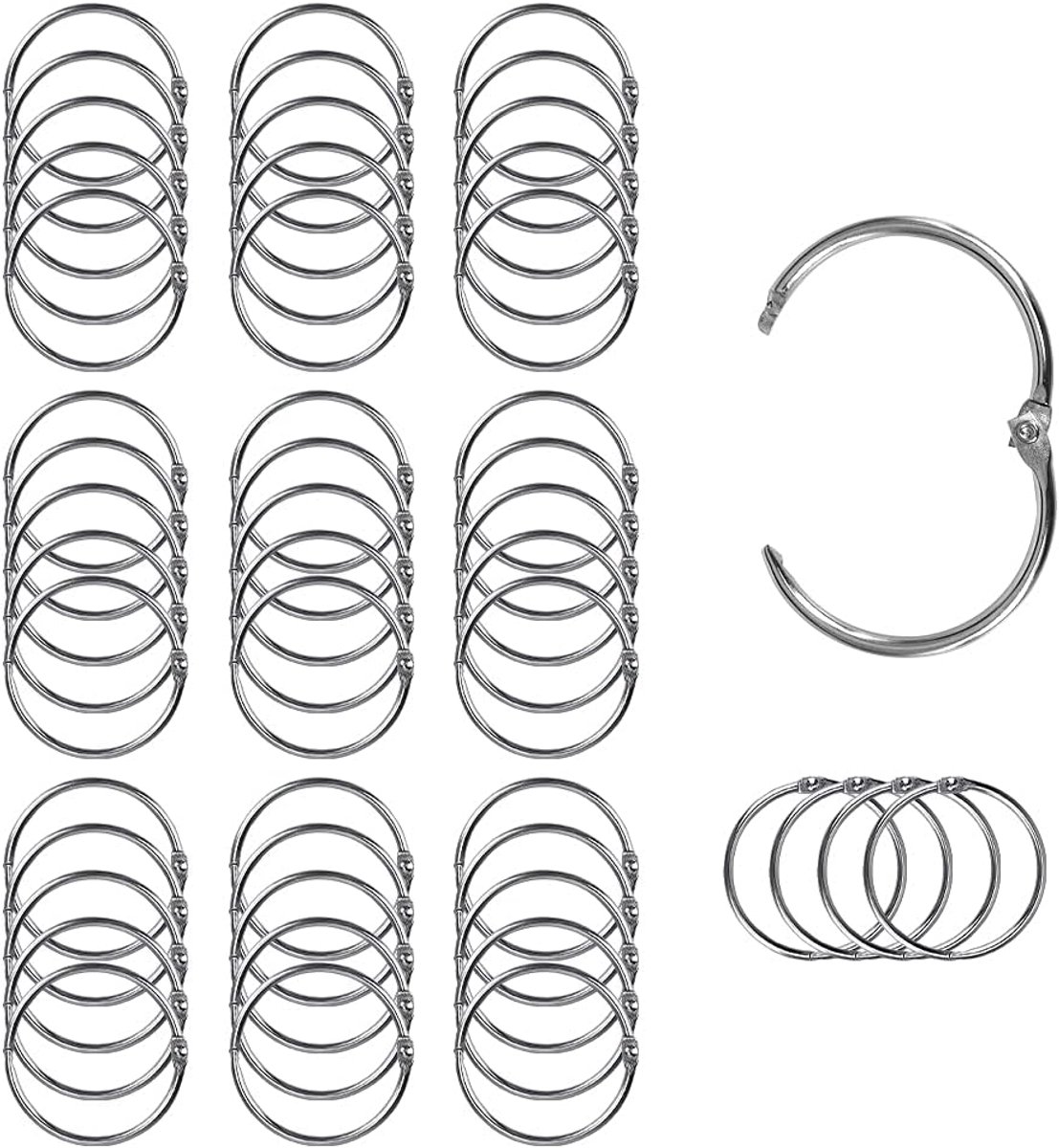 100 stuks, ringband 20 mm, metalen boekenringen, boeken, losse bladen, connector voor scrapbook, album, handwerk, boekbinders, losse bladeren (20 mm)