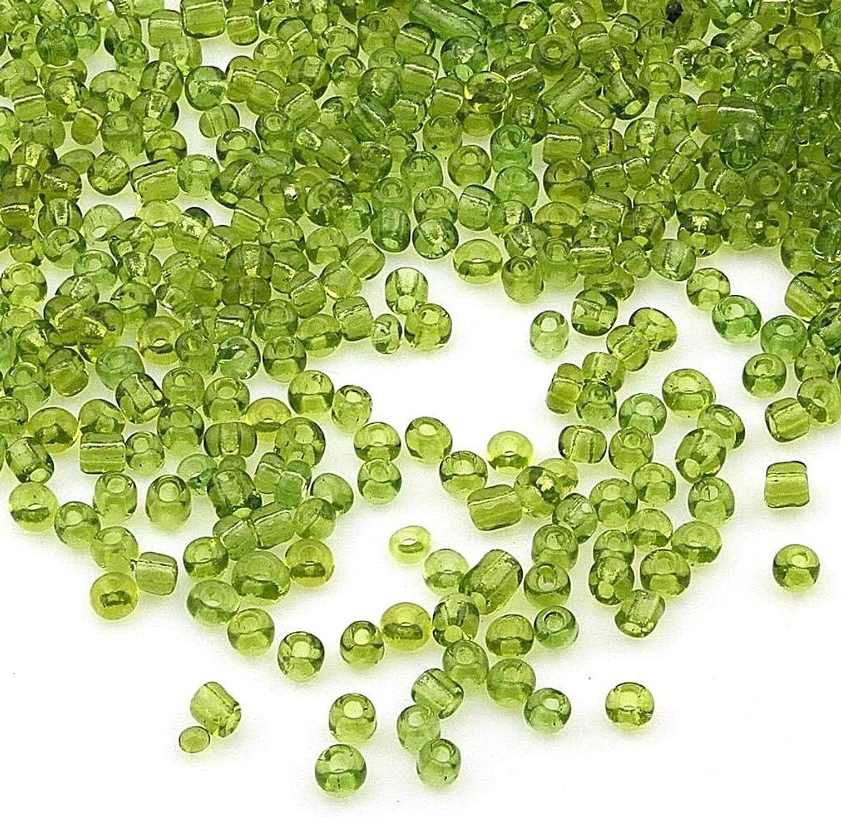 Kralen, van glas, rocailles, 3 mm, transparant, 14 kleuren, 8/0, ponykralen, zaadkralen, 3300 stuks, lichtgroen
