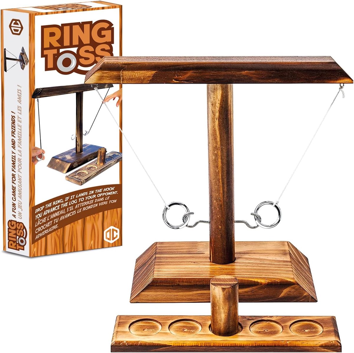 SnelShoppen - Originele Ring Toss Spel | Houten Vaardigheidsspel | Premium Kwaliteit | Hangende Ringwerper | Voor Volwassenen | 100% Hout | 100% Plezi