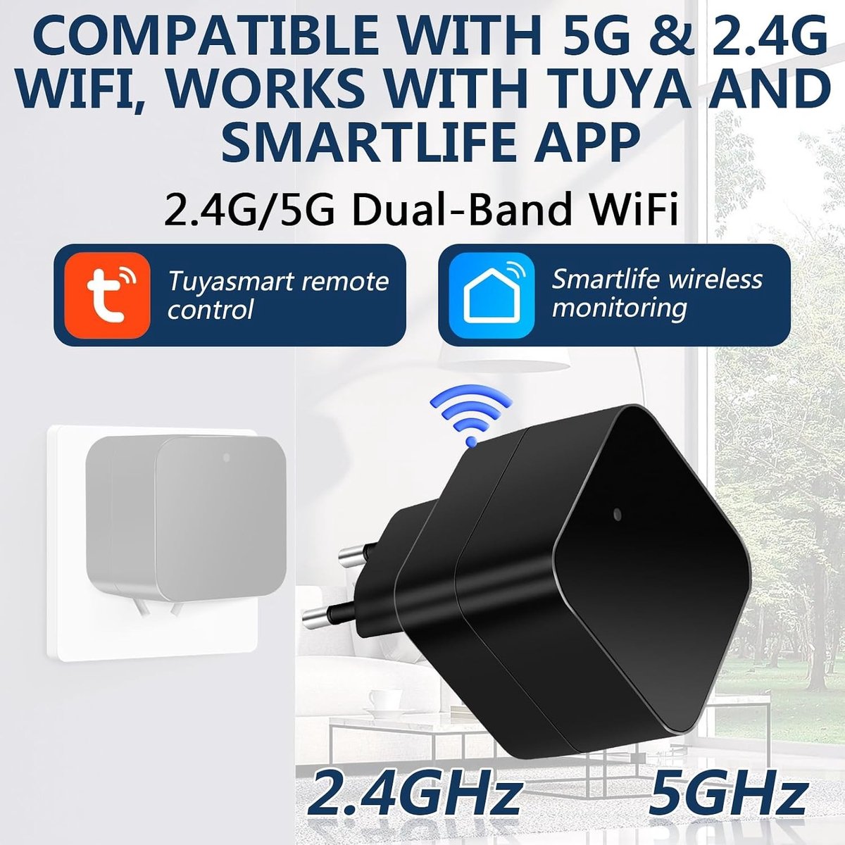 Draadloze Mini Spioncamera - Zwart - USB-oplader met Ingebouwde Camera - Voor Thuisbewaking en Veiligheid