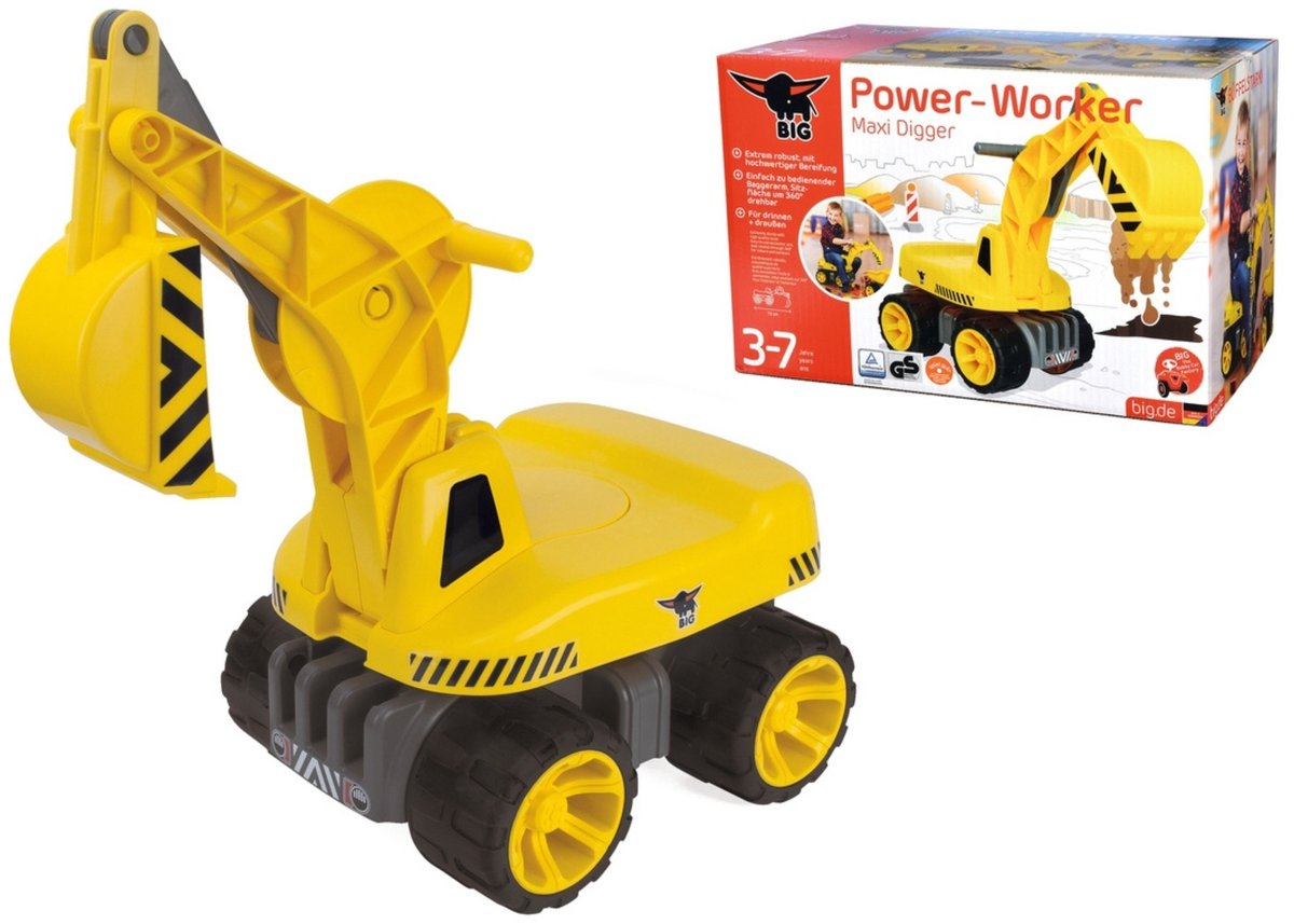 BIG - Power Worker Maxi Graafmachine - Loopauto - Werkvoertuig - 50kg belastbaar - vanaf 3 jaar - Buitenspeelgoed — afbeelding 9