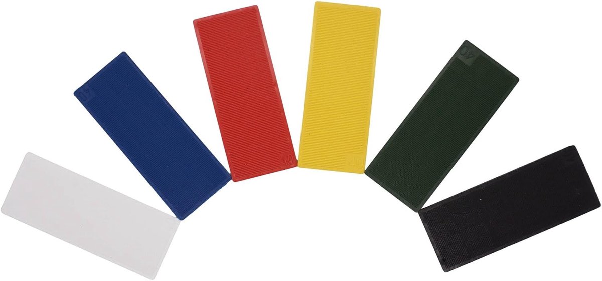 1-6 mm kunststof vlakke shangen, beglazingspakkers, 40 x 100 mm, frameafstandhouders, deur- en raamkozijnpakkers (mix 3)